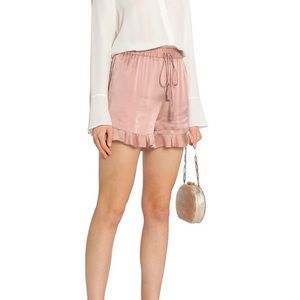 COPY - Zimmermann pink washed silk shorts ruffle trim 0